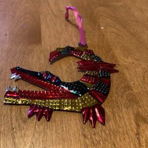 Hand Punched tin alligator ornament